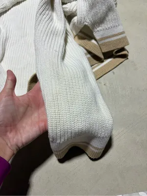 Abercrombie & Fitch White Knit Sweater with Tan Collar small thumbnail 7