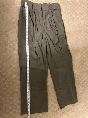 Express Olive Tie-Belt Paperbag Pants, Small thumbnail 5