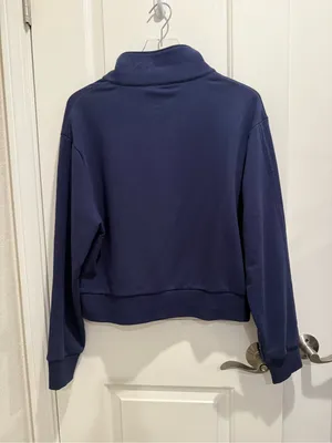 EVEREVE x LIFETIME NWT Varsity Quarter Zipper Pullover Sweatshirt Navy Blue L thumbnail 3