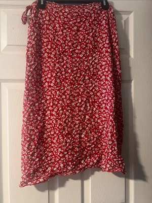 New Look Red and White Floral Midi Skirt thumbnail 5