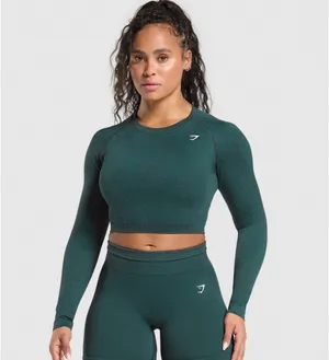 Gymshark Dark Teal Adapt Fleck Seamless Long Sleeve Crop Top thumbnail 7