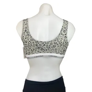 NEW Calvin Klein Gray Leopard Cheetah Animal Print Waistband Sports Bra Top Sz M thumbnail 3