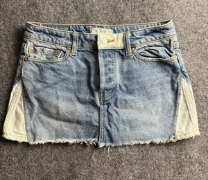 We the Free by Free People Woman Size 25 two-tone light wash denim mini Skirt thumbnail 1