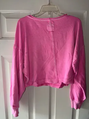Aerie Beach Party Cropped Sweatshirt Women Sz S Neon Pink Oversized Boho thumbnail 2