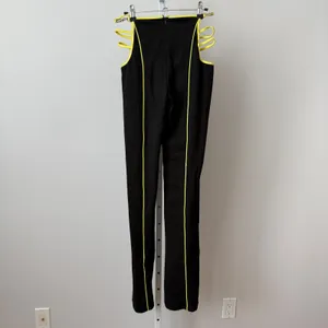I.AM.GIA sz S Lucid Pant Black Neon Yellow Cut Out Strappy Flare‎ Rave Y2K thumbnail 11