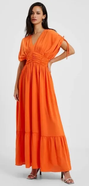 French Connection Audrey satin maxi dress orange 6 new nwt wedding guest thumbnail 1
