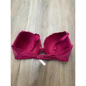 Victoria's Secret Magenta Pink‎ Lace Velvet Trim Push-Up Bra 34D Underwire thumbnail 4