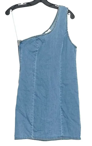 Le Lis Womens Dress Chambray One Shoulder Mini Side Zip Y2K Blue Size Medium GF thumbnail 1