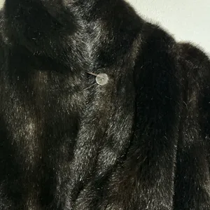 Black Faux Fur Vintage Jacket Sz M thumbnail 7