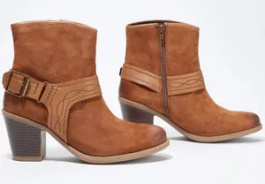 Earth Leather Suede Ankle Boot Lina Arlington Cowgirl Size 8‎ Western Boho thumbnail 1
