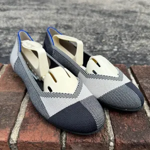 Rothy's The Flat Round Cap Toe Plaid Blue Halo Limited Edition Ballet Shoes 7 thumbnail 2
