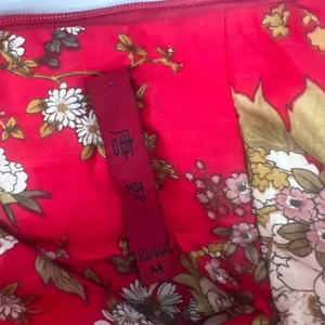 Tang Chao Red Floral Qipao Cheongsam Dress Cotton Mandarin Collar Size M thumbnail 3