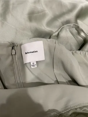 Reformation Vesper Satin Midi Dress Salvia Sage Green Cocktail Party Size 12 thumbnail 6