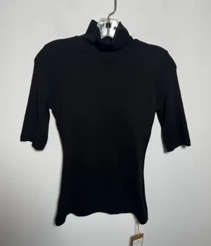 Brand New OGL Women's Size Small Black Knit Mock Neck Pullover Top Shirt thumbnail 1
