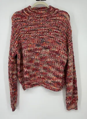 Line + Dot Chunky Knit Speckled‎ Confetti Mock Neck Sweater Small thumbnail 1