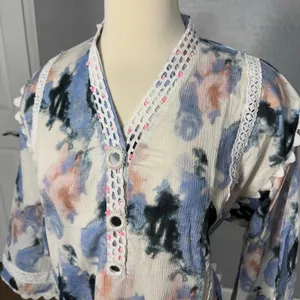 Ethnc Eastern Pakistani Blue Embroidered Dress, S thumbnail 3