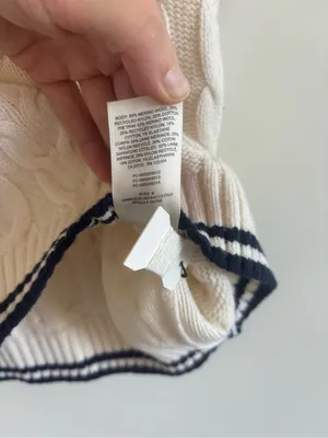Sunday Best Merino Wool Cream Cable Knit V-Neck Sweater Vest thumbnail 4