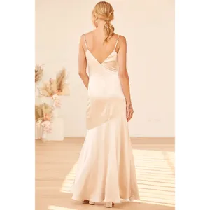 Lulus Moment in the Spotlight Champagne Satin Cowl Neck Maxi Dress Bridesmaid M thumbnail 3