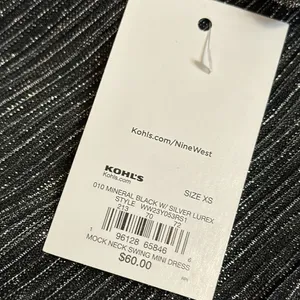 Nine West Mock Neck Swing Mini Dress Mineral Black‎ Silver Lurex XS WW23Y053RS1 thumbnail 6