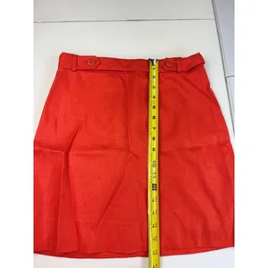 J. Crew Red Linen Skirt Size 0 Womens Mini A-Line Button‎ Accent Career thumbnail 3