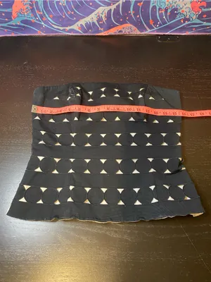 White House | Black Market Black and Cream Patterned Strapless Top thumbnail 3