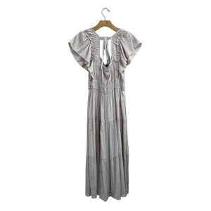 Anthropologie‎ Ruffled Tiered Midi Dress Beige Cottagecore Romantic Boho S thumbnail 3