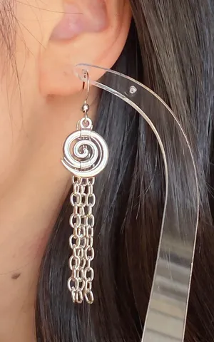 Handmade swirl/spiral chain dangle earrings🌀💚⭐️ thumbnail 1