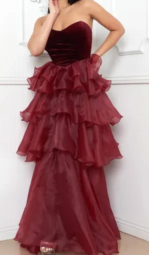 Symphony METALLIC MESH LAYERED RUFFLE MAXI DRESS thumbnail 3