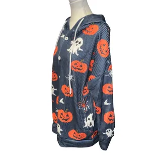 Spooky print Halloween cardigan hoodie thumbnail 2