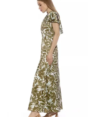 Alexia Admor Danica Capelet Sleeve Satin Maxi Dress Size 8 thumbnail 2