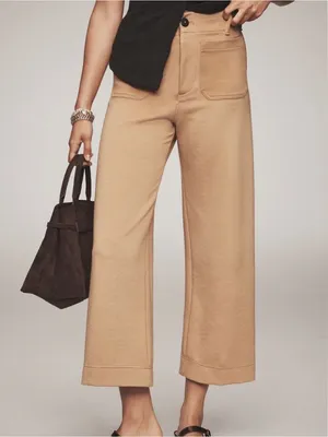 Anthropologie Maeve The Colette Knit Crop Wide-Leg Pants Size 28 True Camel Tan thumbnail 8