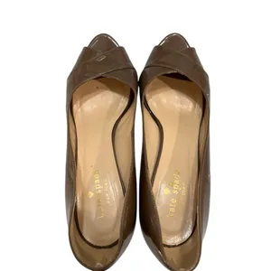 Kate Spade New York Patent Leather Pump Heels Size 6 Brown Peep Toe Women Italy thumbnail 5
