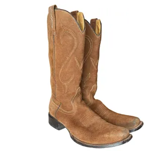 Stetson Tan Brown Suede Leather Boots 7 Western Classic Snip Toe Handmade Mexico thumbnail 5