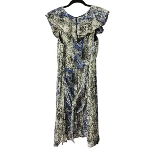 AA Studio Womens BohoChic‎ Blue Black Snakeskin Ruffle Tie Waist Dress, 14 thumbnail 3