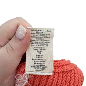 Free People La Brea Sweater V-Neck Ribbed Cuffed‎ Sleeve Coral Orange Size Large thumbnail 14