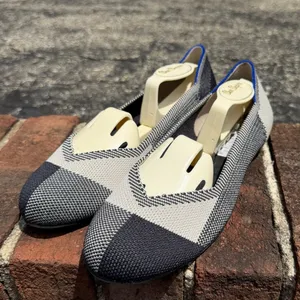 Rothy's The Flat Round Cap Toe Plaid Blue Halo Limited Edition Ballet Shoes 7 thumbnail 4