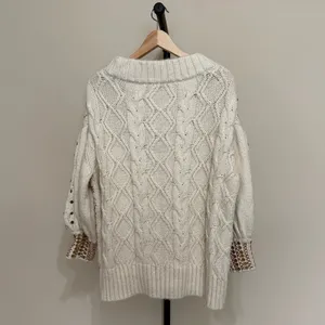 NWOT Free People Gilded Cable Embellished Sweater thumbnail 7