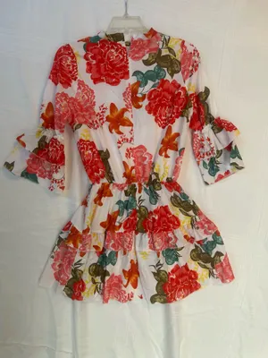 Floral Print Tiered Mini Dress Featuring Ruffled Skirt & Ruffled Bell Sleeves thumbnail 7