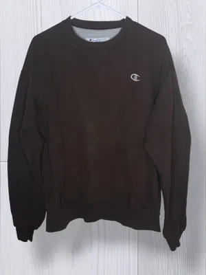 CHAMPION Eco Fleece Dark Brown Embroidered C Logo Crewneck Pullover thumbnail 3