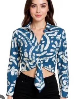 Haute Hippie Linen Blend Cropped Shirt thumbnail 1