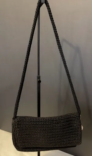 The Sak Crochet Shoulder Bag Womens Small Black‎ Woven Y2K Purse thumbnail 1