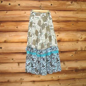 Blue Cream Patchwork Maxi Skirt thumbnail 4