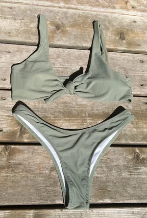Olive Green Tie Bikini thumbnail 1
