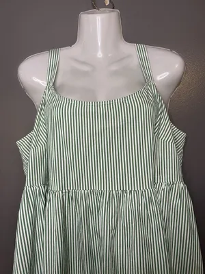 Ava & Viv Dress Womens XXL Green Square Neck Trapeze Midi Sundress Pockets thumbnail 1