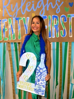 Blue/Green Satin Wrap Dress thumbnail 3