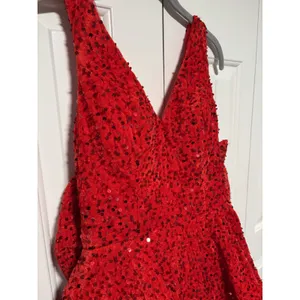 Red Sequin Party Dress Size 2 with Bow Back thumbnail 4