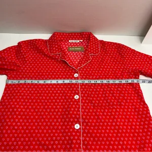 Roller Rabbit Red Pink Heart Button Front Nightgown Sleep Tunic Shirt Medium NEW thumbnail 7