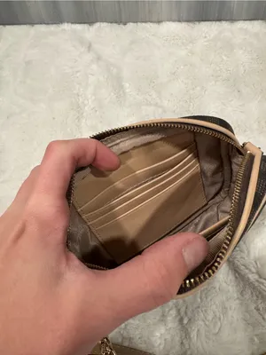 Michael Kors Brown Monogram Crossbody with Tan Trim thumbnail 7