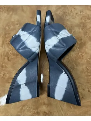 NEW Coach Emma Tie Dye Quilted Leather Wedge Sandals Navy White Size 6B CU189 thumbnail 7