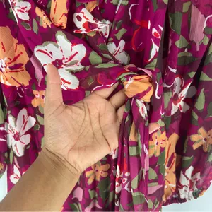 Maggy London Desert Bloom Floral Long‎ Sleeve A-line Dress In Wine Ruffle Trim 2 thumbnail 10